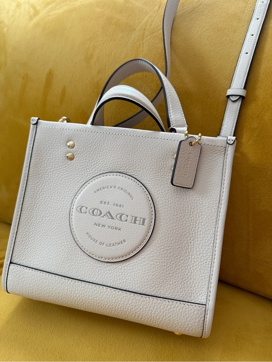 Coach Handbags - COACH White Pebbled Leather Small Satchel with Top Handles